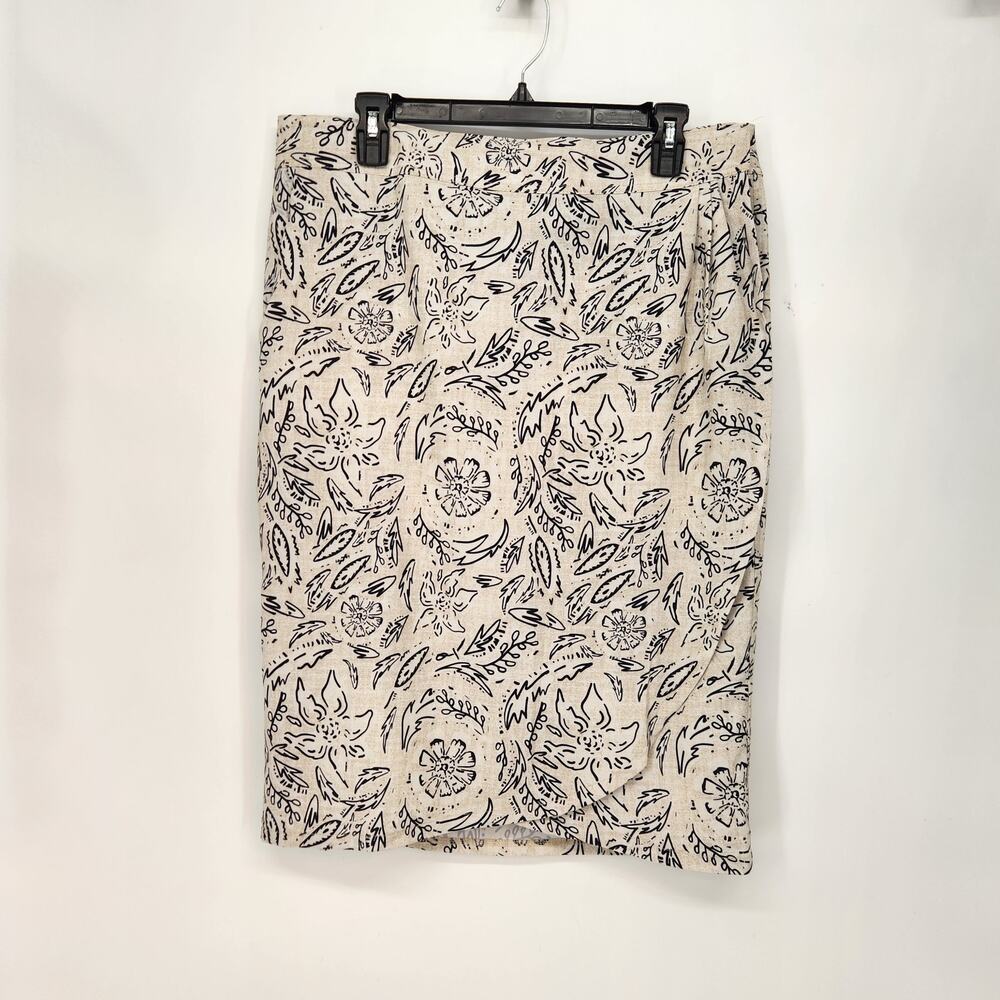 RipSkirt Hawaii  Floral Beige Black Quick Dry Length 3 Wrap Skirt Women's L